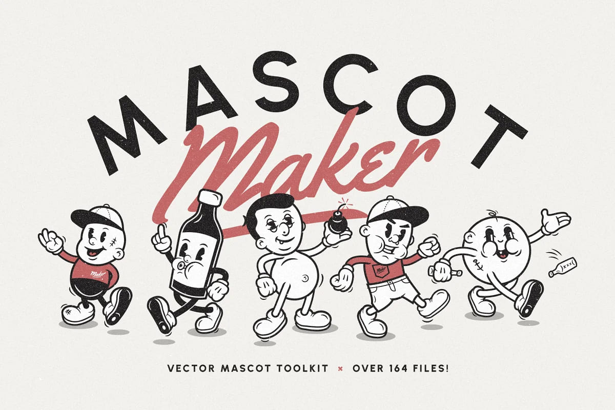 mascot maker vector mega bundle, retro vintage mascot character maker.