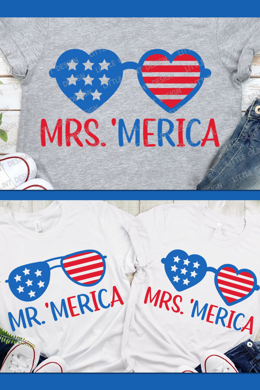 Preview of personalized clothing with US flag glasses.