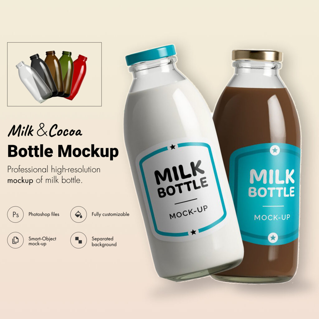 15+ Milk Bottle Mockup Templates for 2025 - MasterBundles