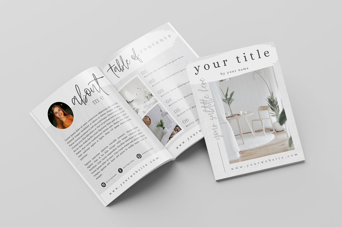 Beautiful images on a magazine with pictures in a white style.