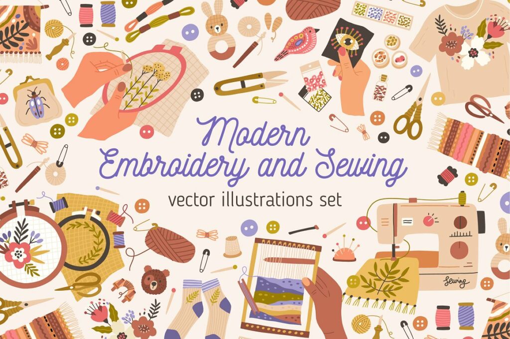 Embroidery Set And Card Template – MasterBundles