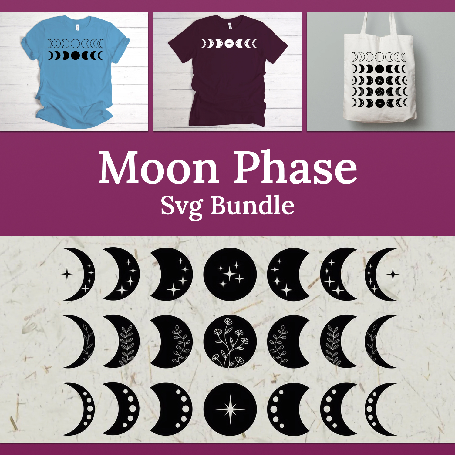 60 Moon SVG Bundle, Night moon svg, Moon dxf, Moon png, Moon eps, Moon  vector, Moon cut files, Moon phases svg, Full moon svg, Moon SVG