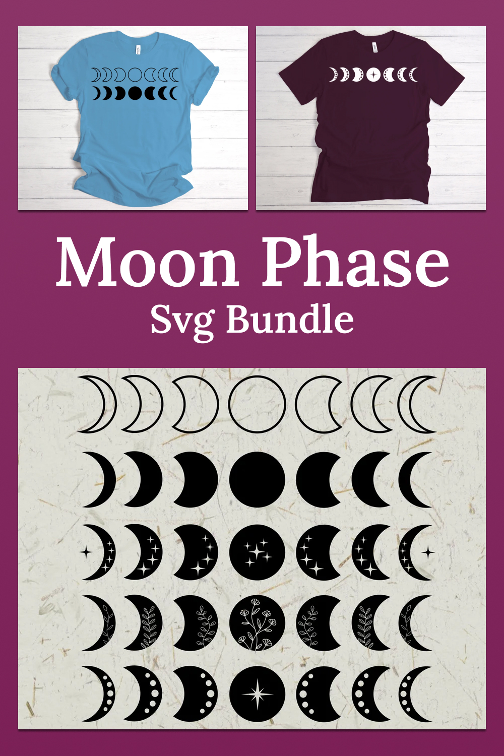 Moon phase svg bundle of pinterest.