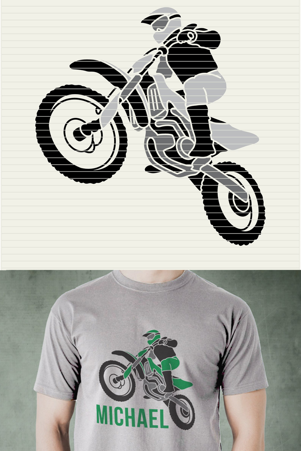 Preview of prints with a motorcyclist.