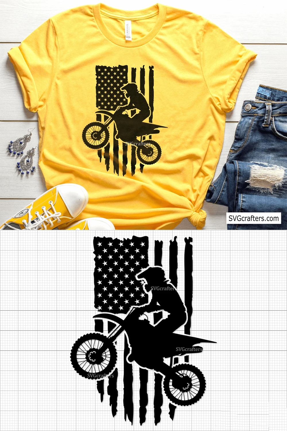 Clothes in a unique style with a motorcycle theme.