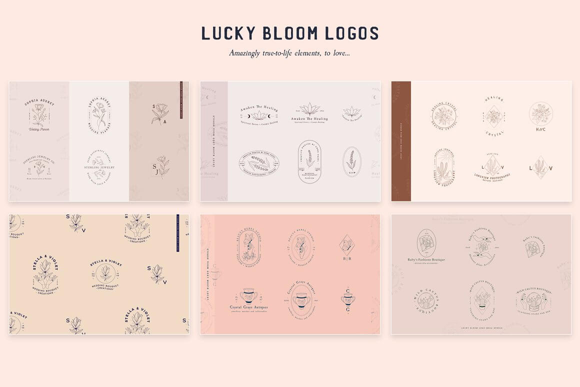 Amazingly true-to-life elements of Lucky bloom logos.