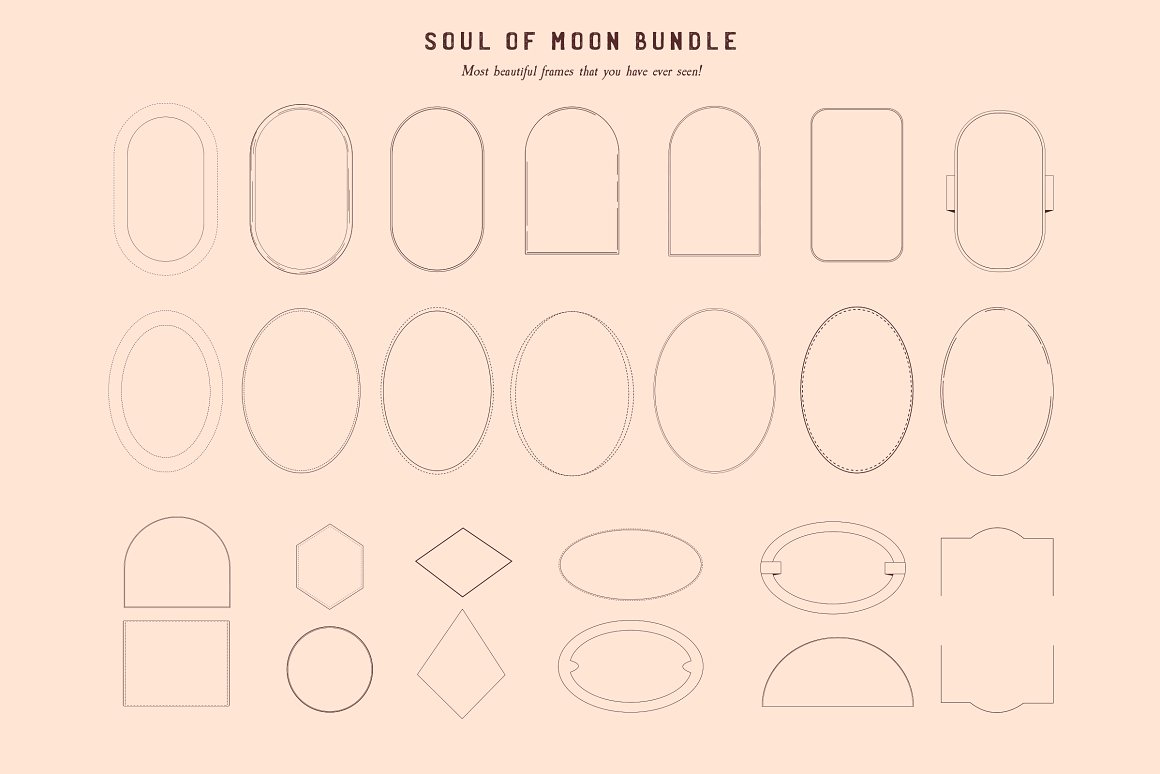 Many beautiful frames of moon bundle.