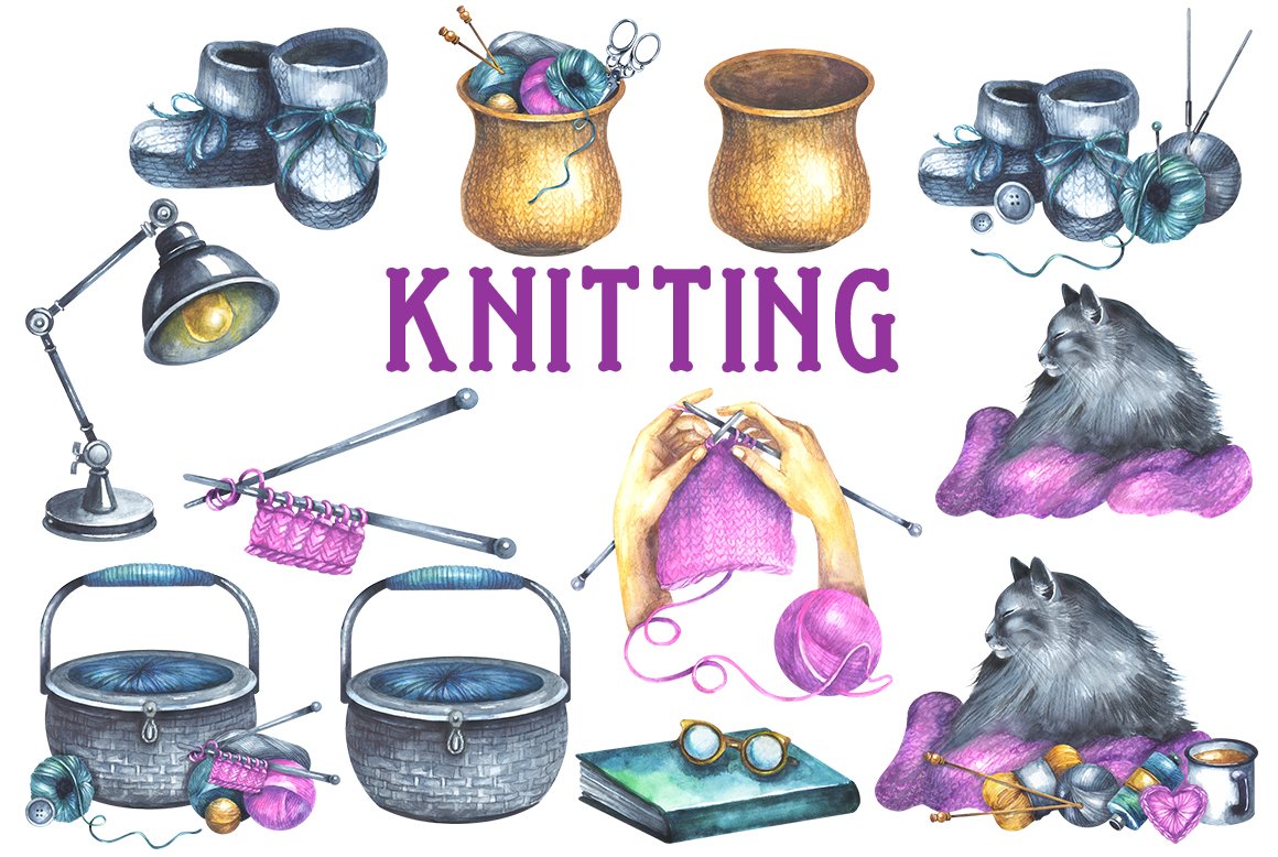 Knitted things in fuolet style.