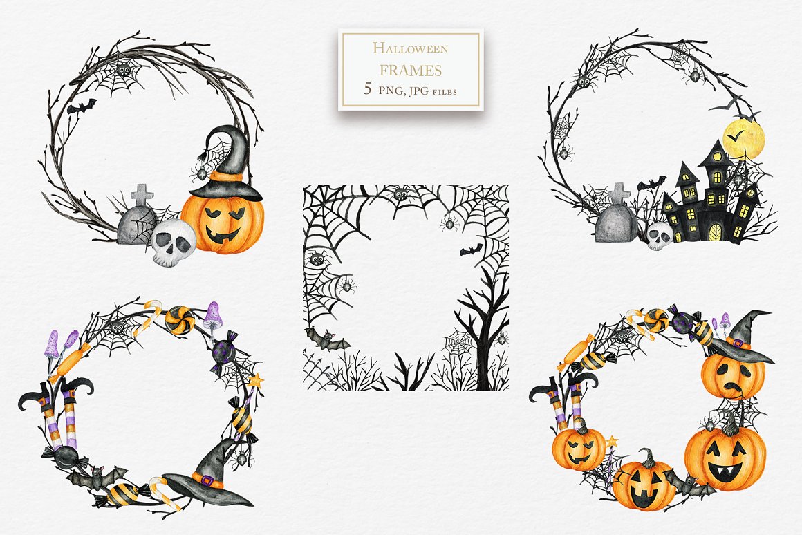 Great frames in the style of Halloween Day of the Dead.