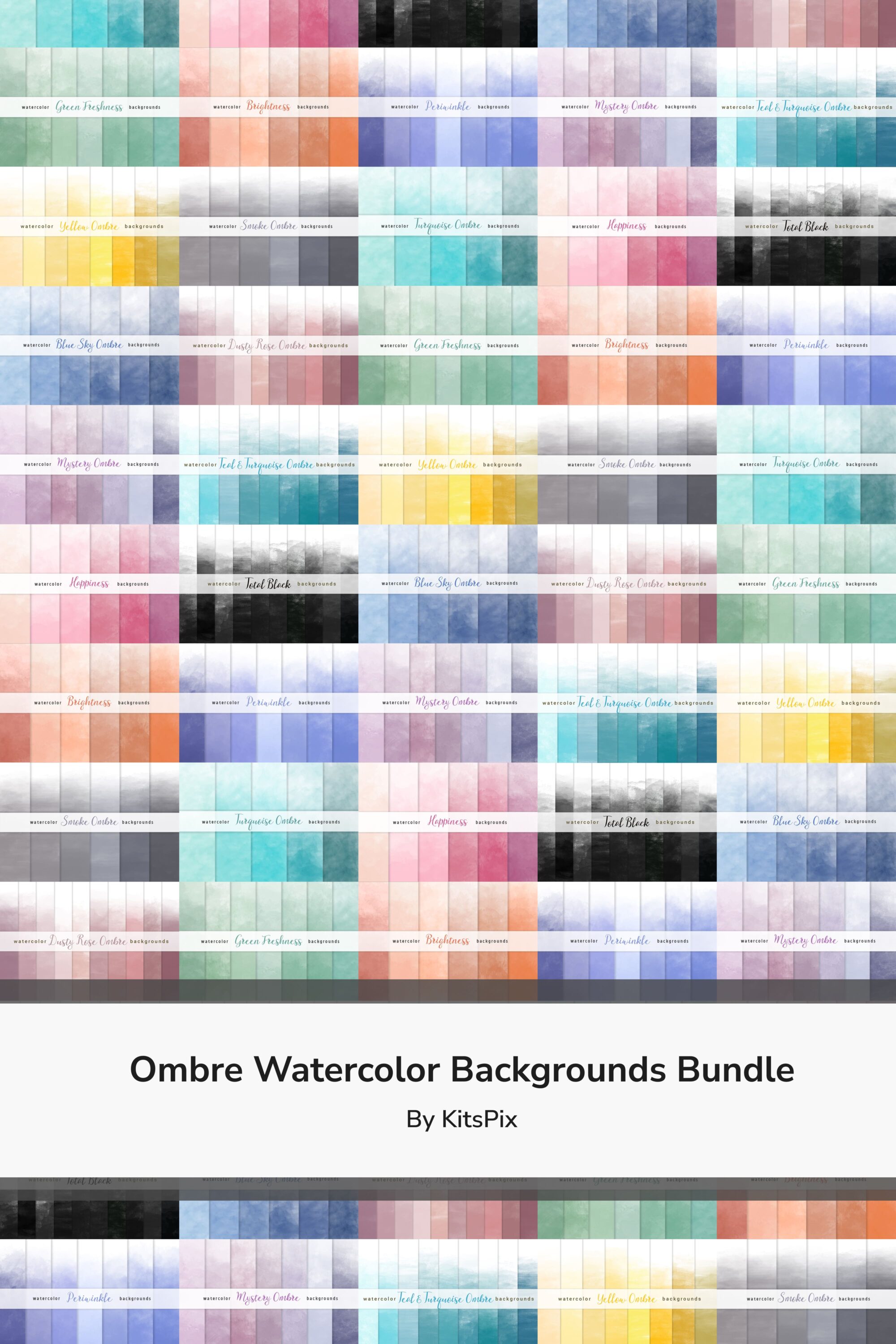 Ombre Watercolor Backgrounds Bundle pinterest image.