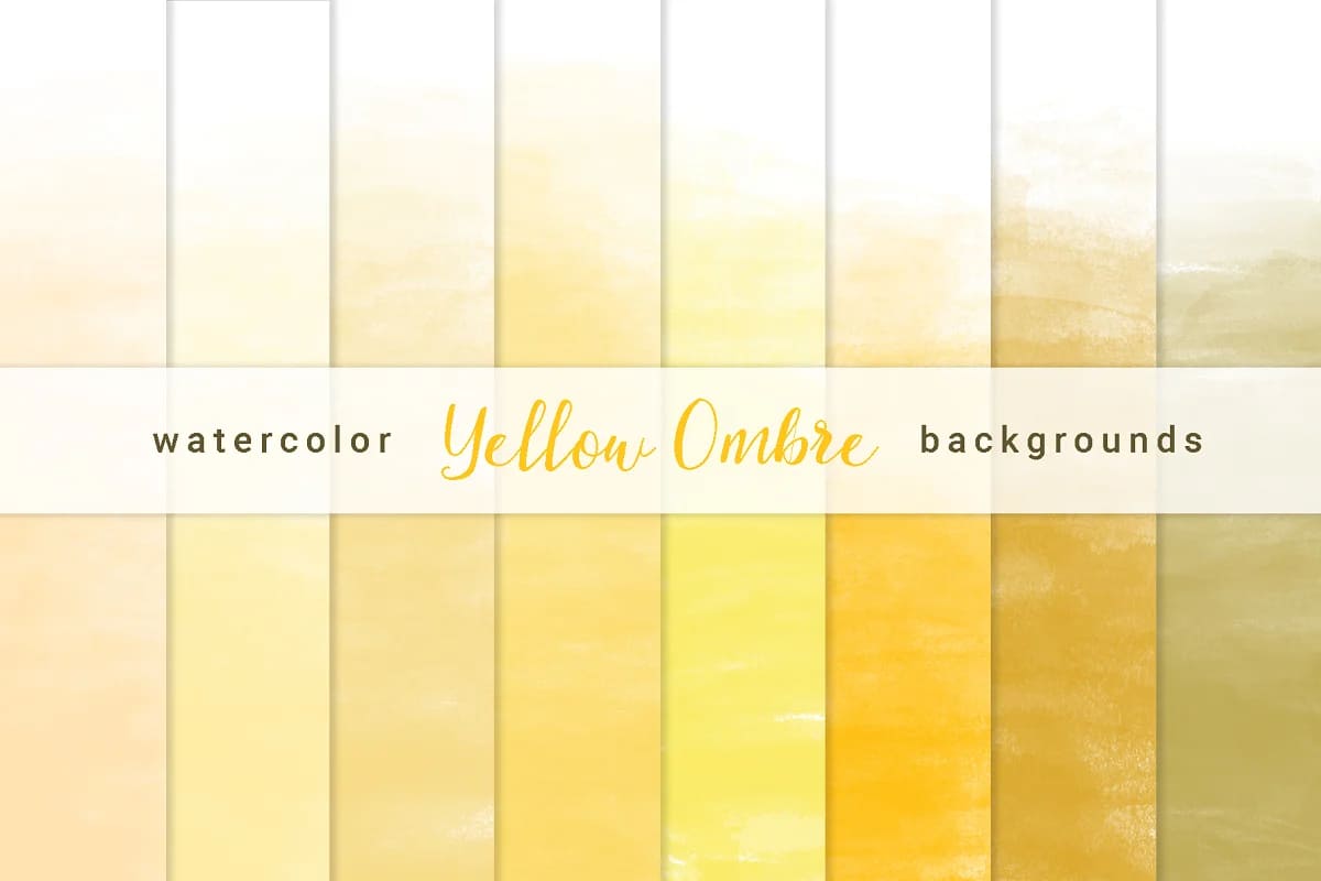 ombre watercolor backgrounds bundle, yellow ombre.