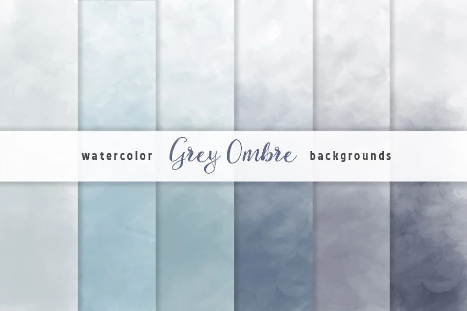 ombre watercolor backgrounds bundle, grey ombre.