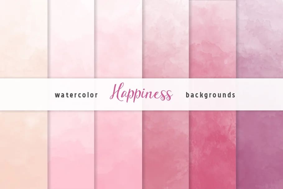ombre watercolor backgrounds bundle, happiness.