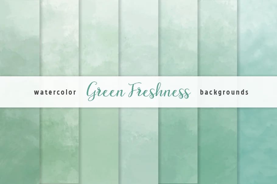 ombre watercolor backgrounds bundle, green freshness.