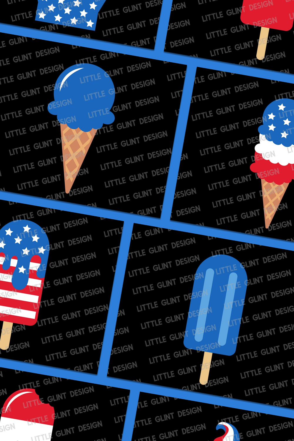 Ice cream on a stick and cones are patriotic.