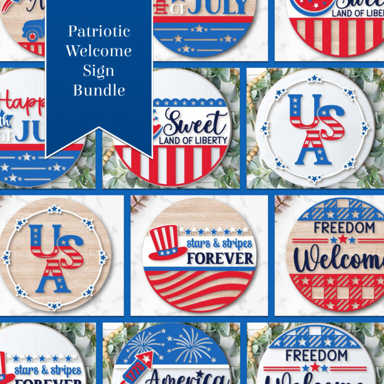 Patriotic Welcome Sign SVG Bundle, 4th of July Door Hanger – MasterBundles