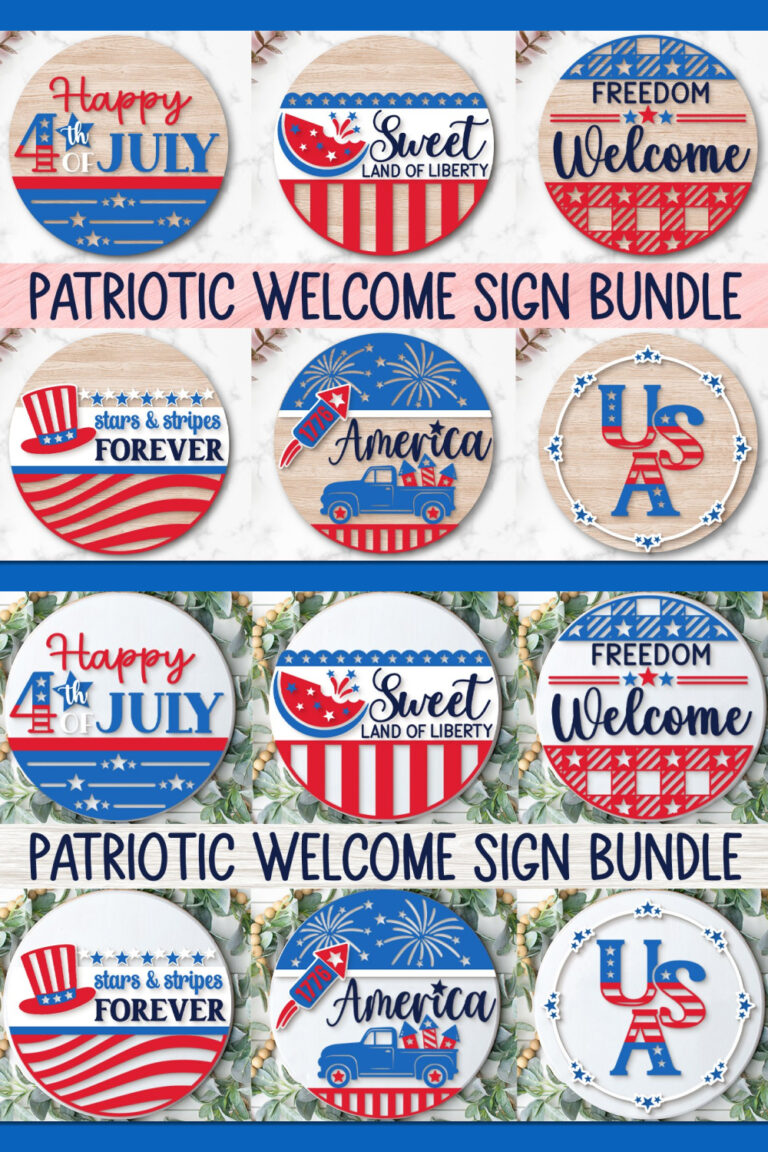 Patriotic Welcome Sign SVG Bundle, 4th of July Door Hanger – MasterBundles