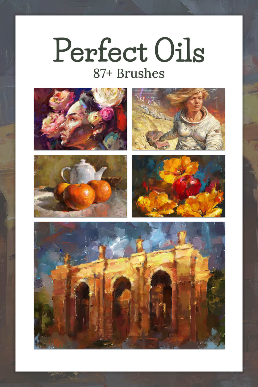 87 brushes create stunning oil paintings.