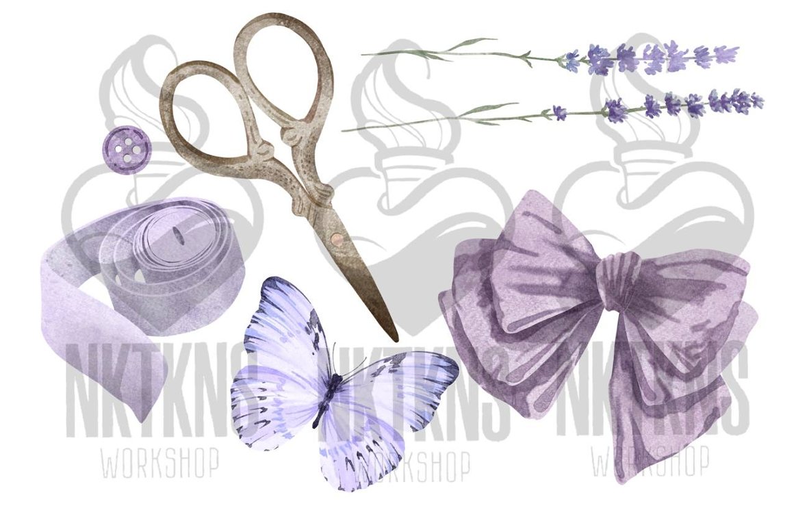 Various sewing styles with purple integration.