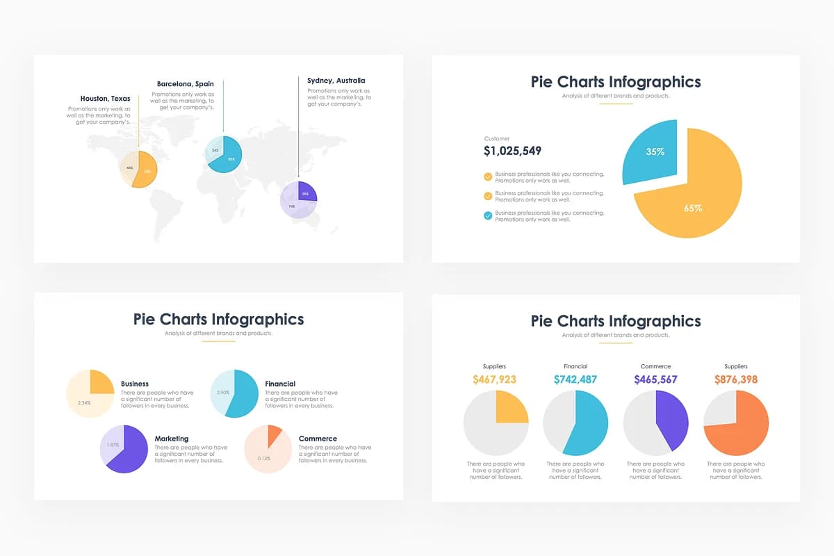 pie charts infographics powerpoint for your visual design.