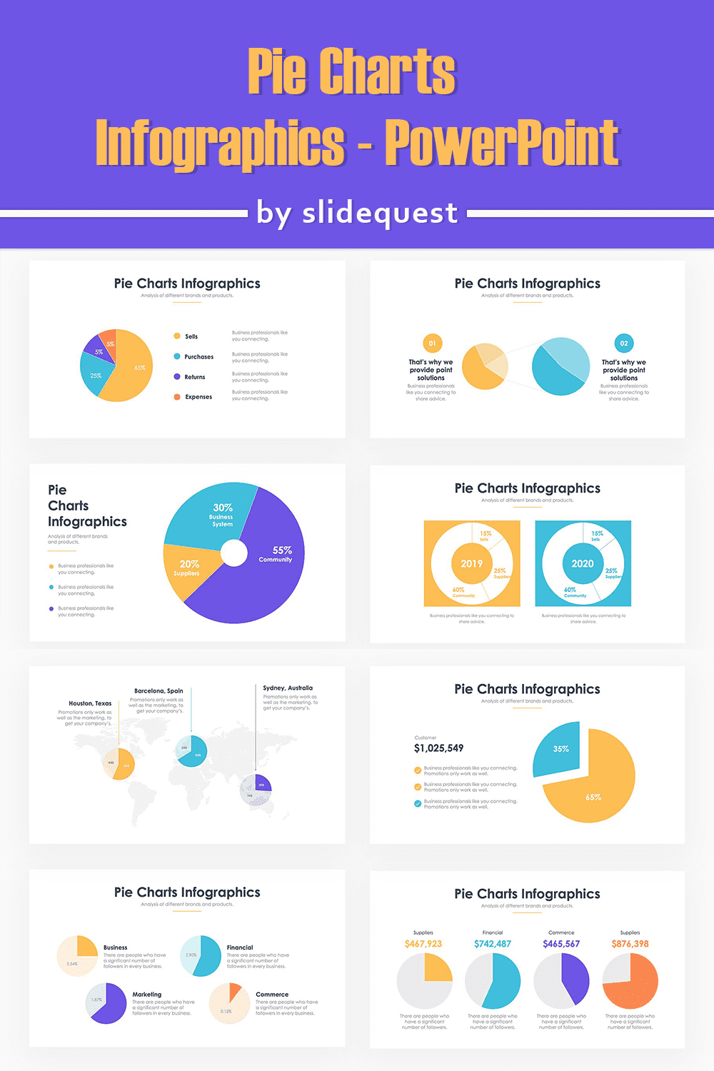 Pie Charts Infographics - PowerPoint pinterest image.