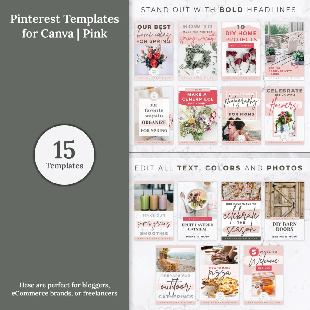 Pinterest Templates for Canva | Pink – MasterBundles