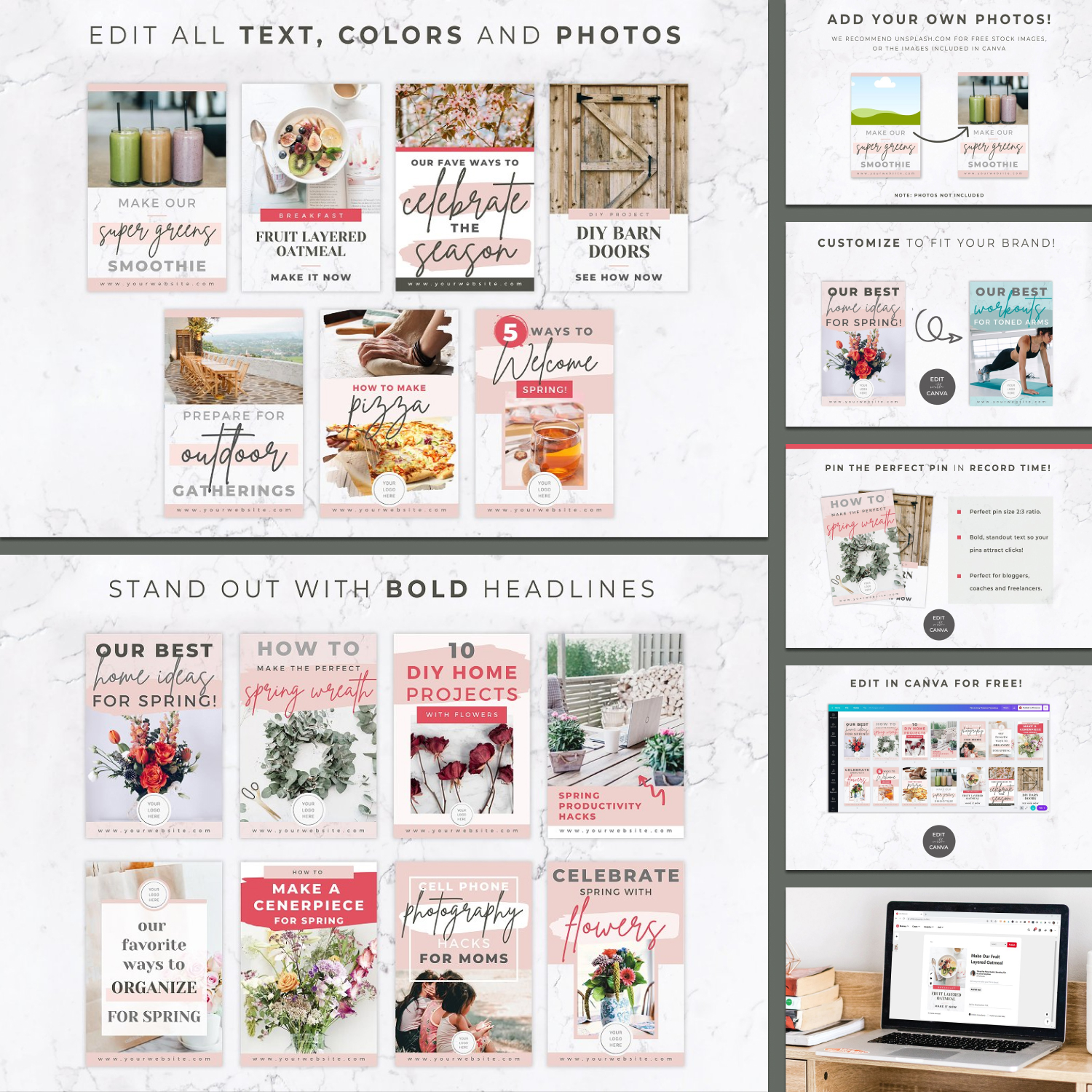 Prints of templates for canva pink.