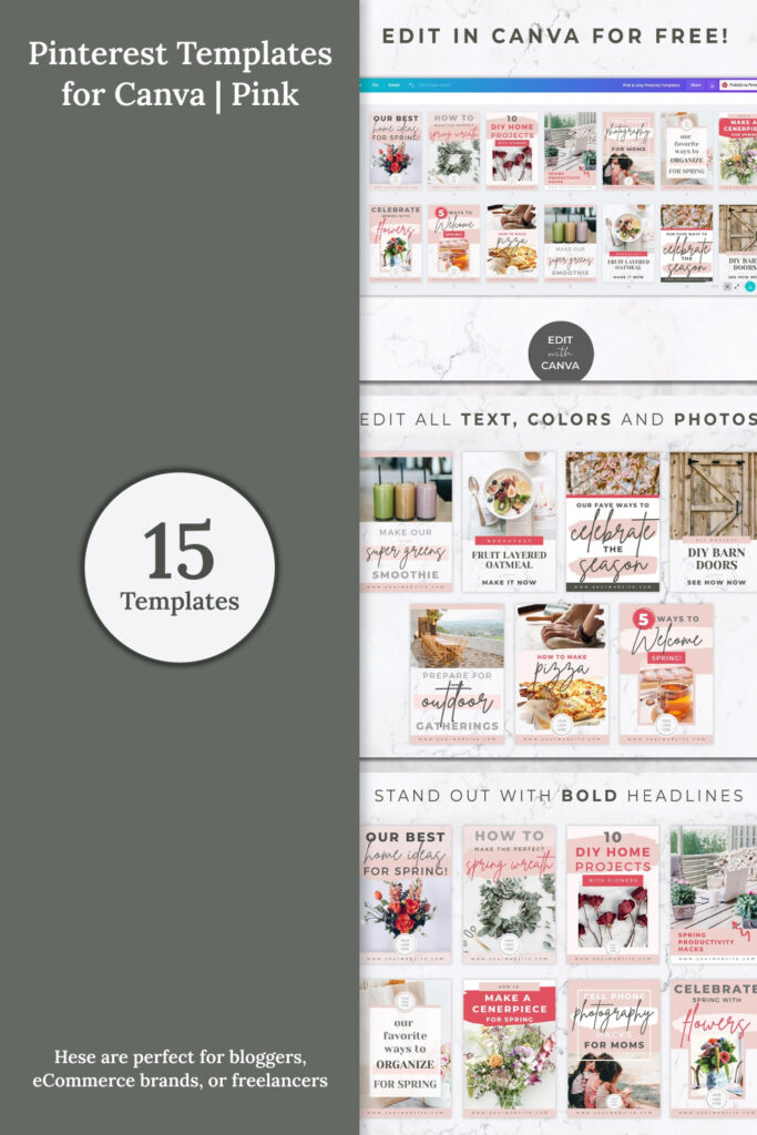 Pinterest Templates for Canva | Pink – MasterBundles