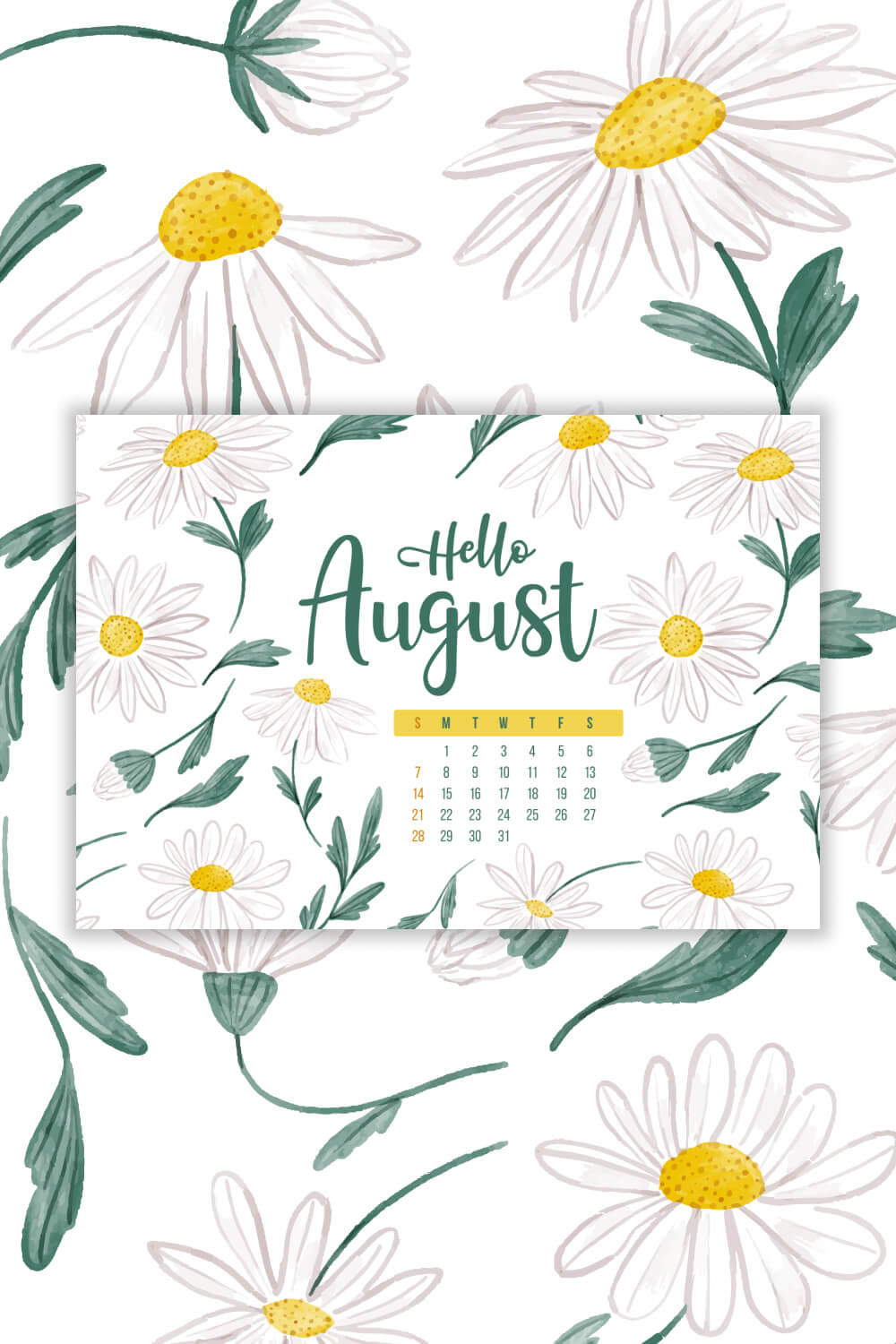 Free Editable August Calendar Pinterest Image.