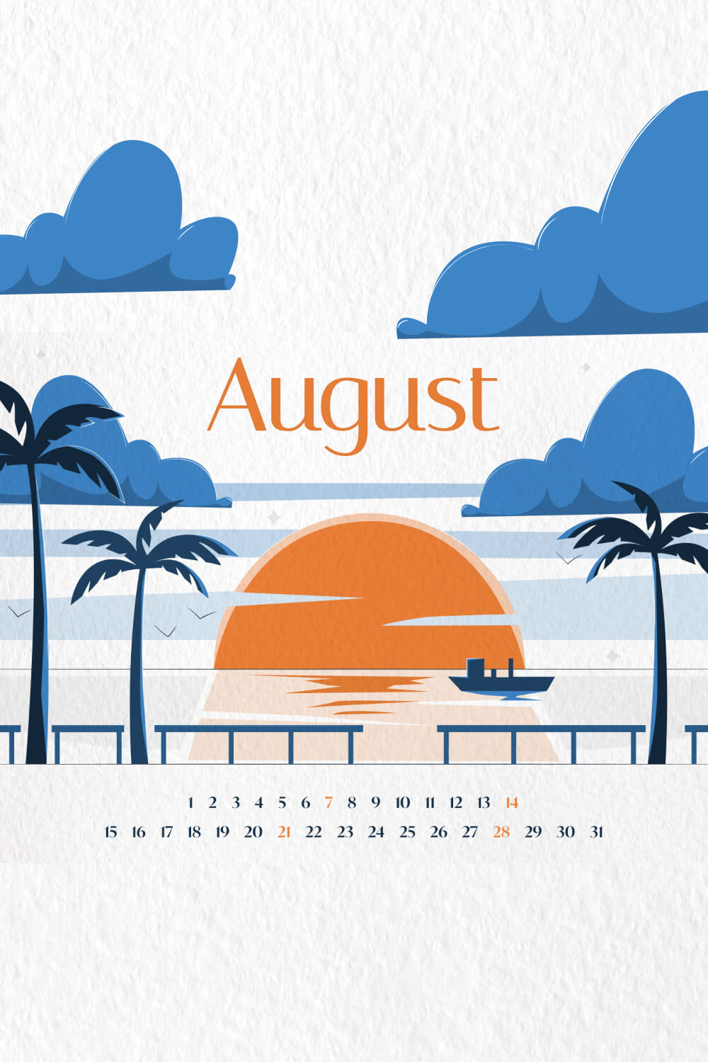 pinterest Free August Calendar Printable.