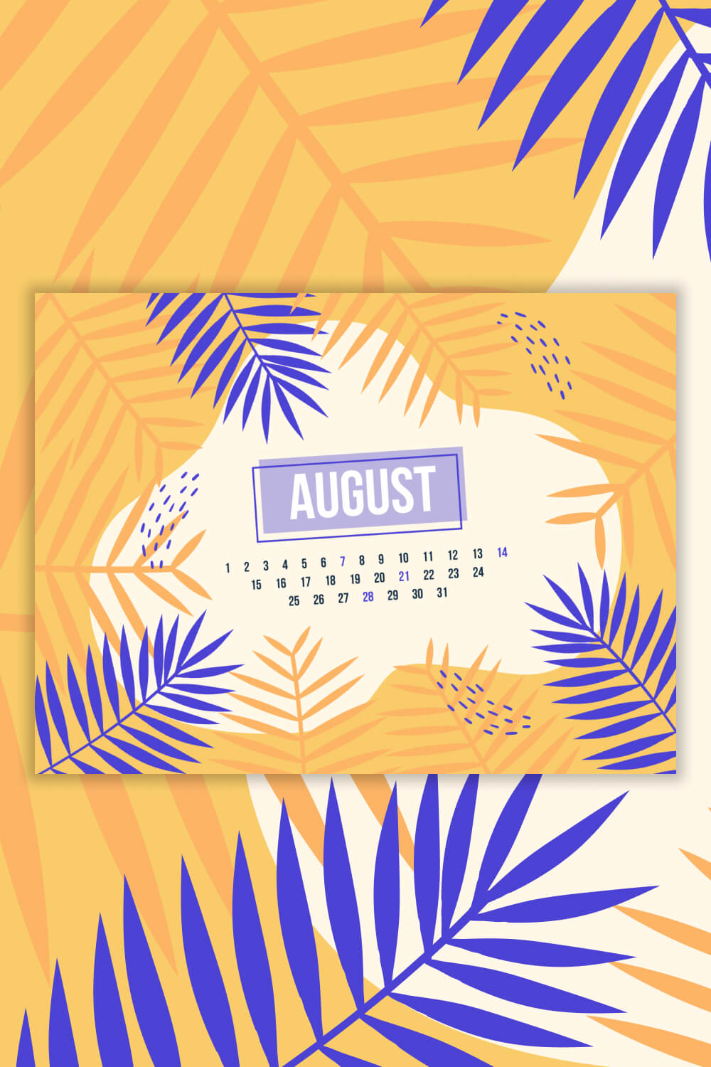 Free Editable August Printable Calendar Pinterest Image.