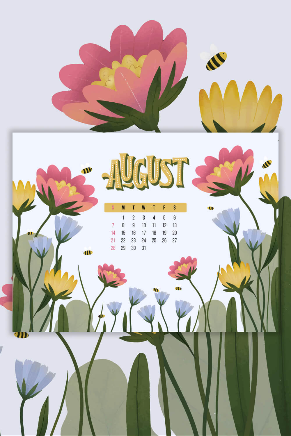 Free August Calendar Pinterest Image