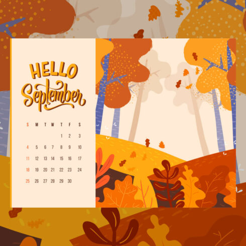 Free Editable September Trees Calendar Printable | Master Bundles
