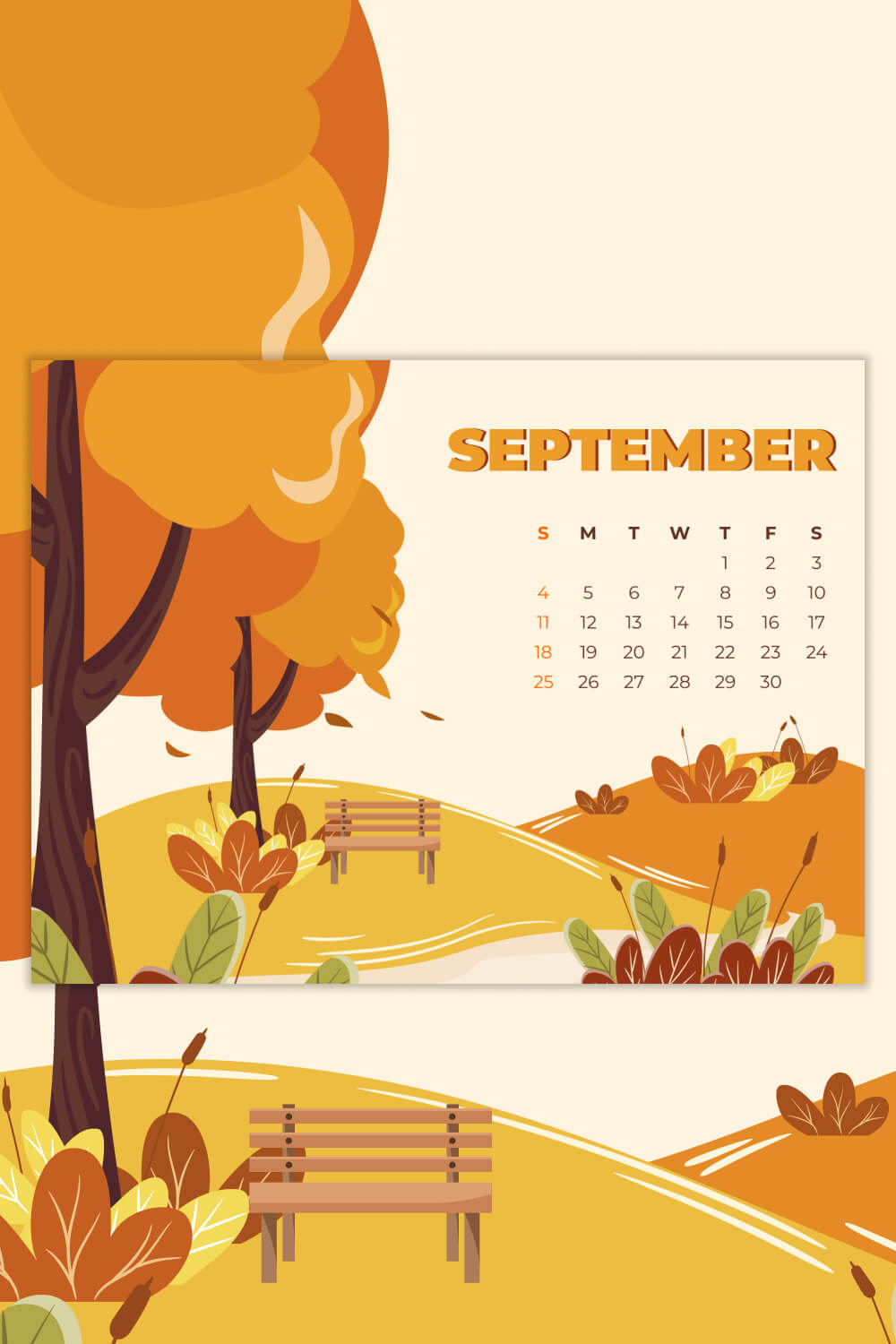 Free Printable September Calendar Pinterest Image.