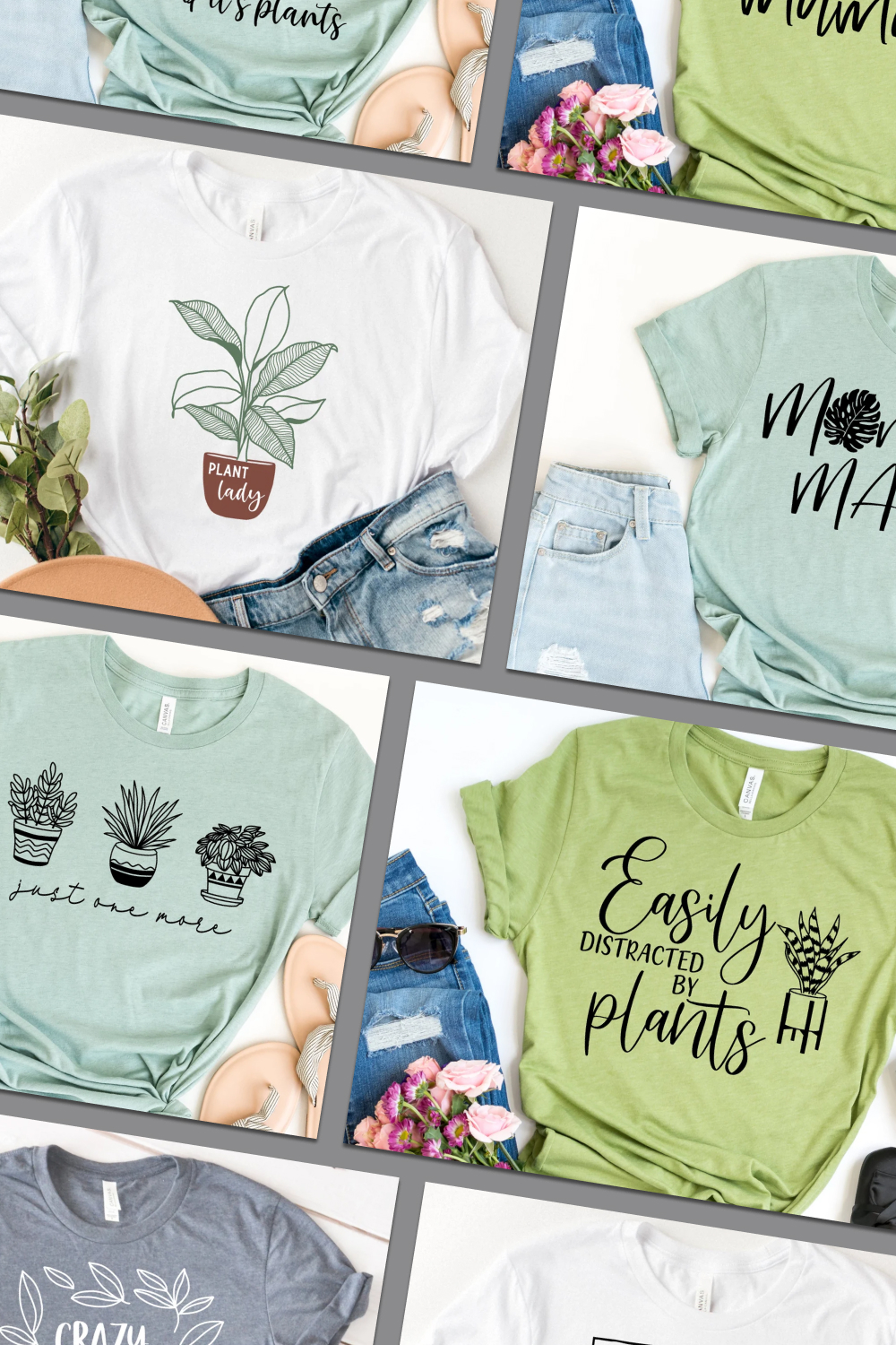 An image of the use of different prints on plant-themed clothing.