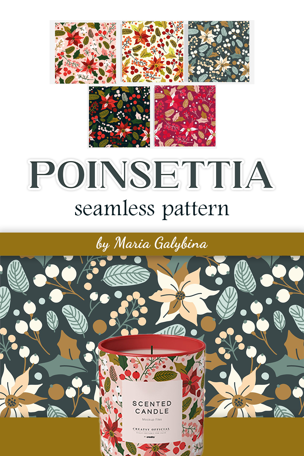 Poinsettia seamless pattern of pinterest.