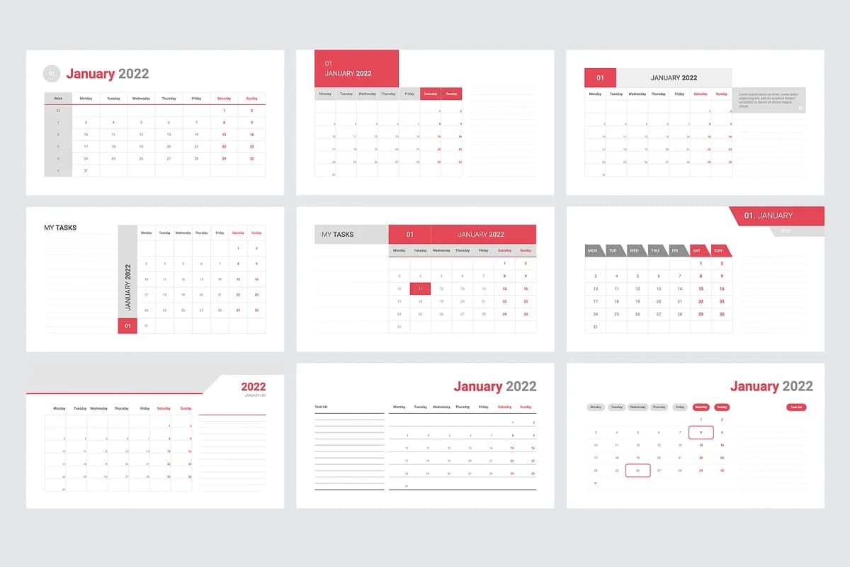 powerpoint calendar 2022 templates bundle.
