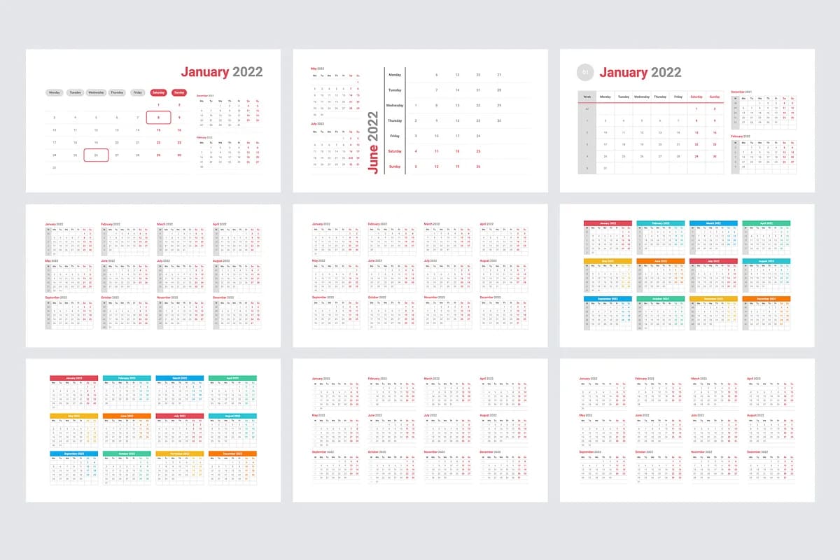 powerpoint calendar 2022 templates for your design.
