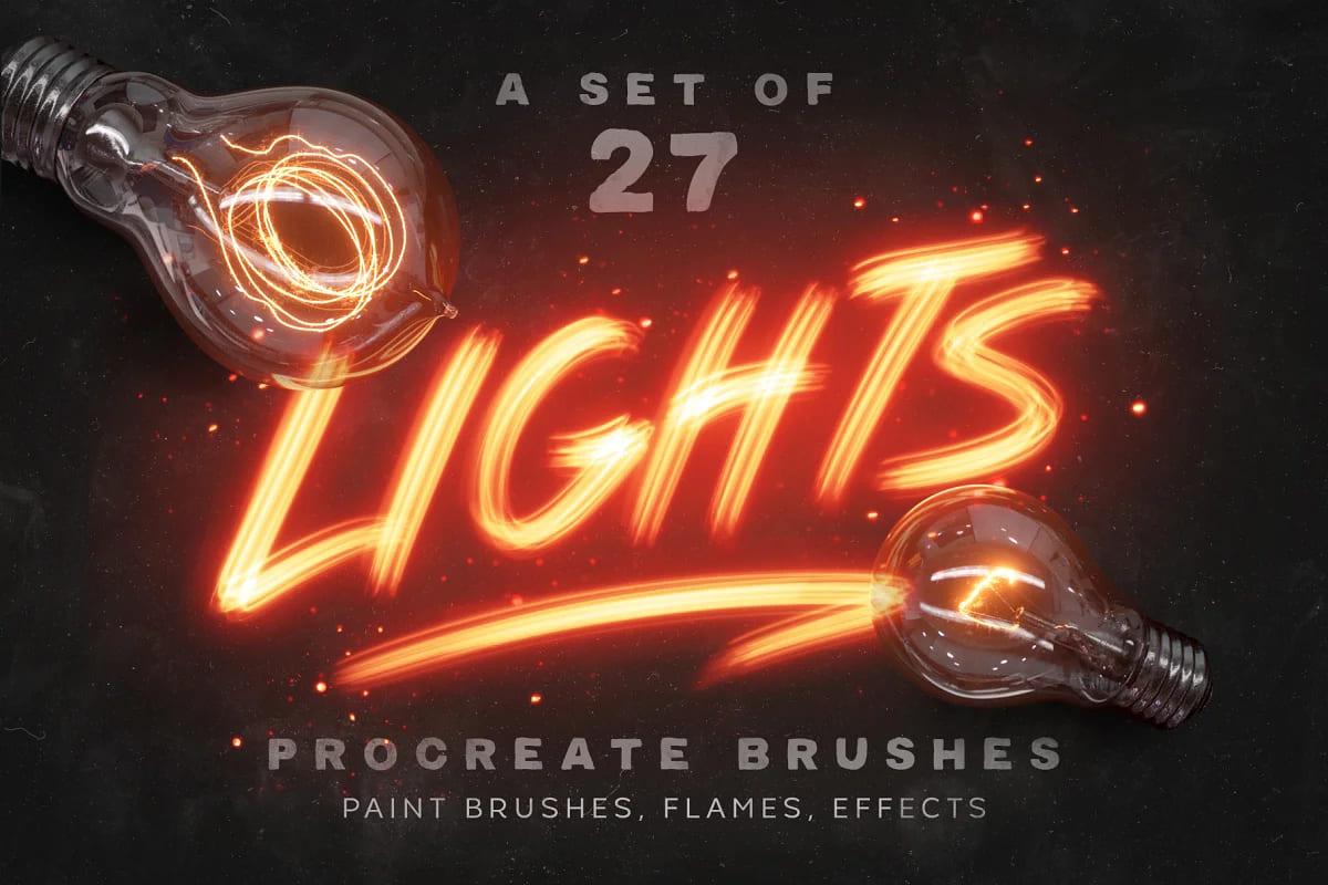 procreate brushes bundle, lights procreate brushes.