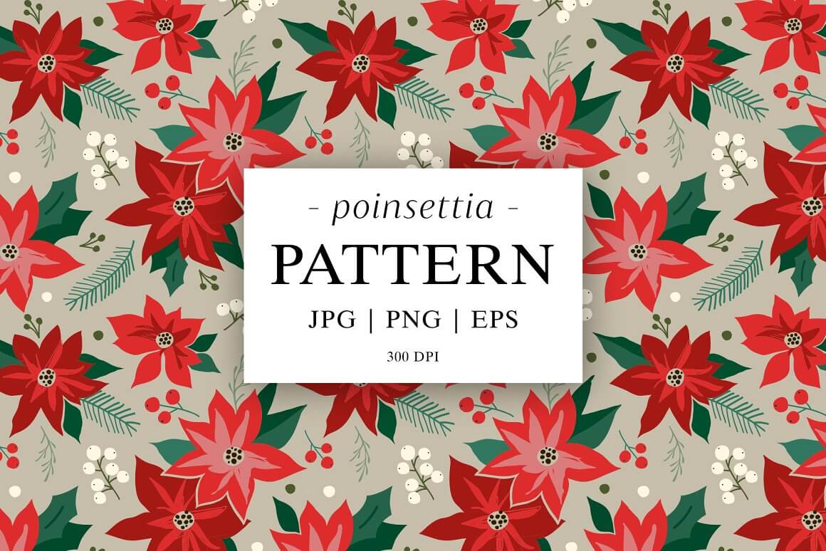Poinsettia Pattern on the grey background.