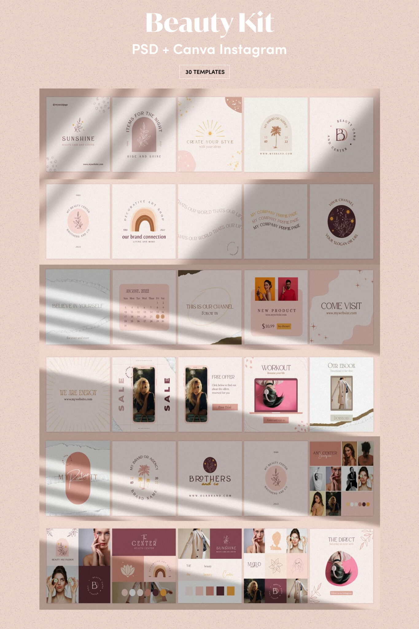 PSD + Canva Instagram Beauty Kit – MasterBundles