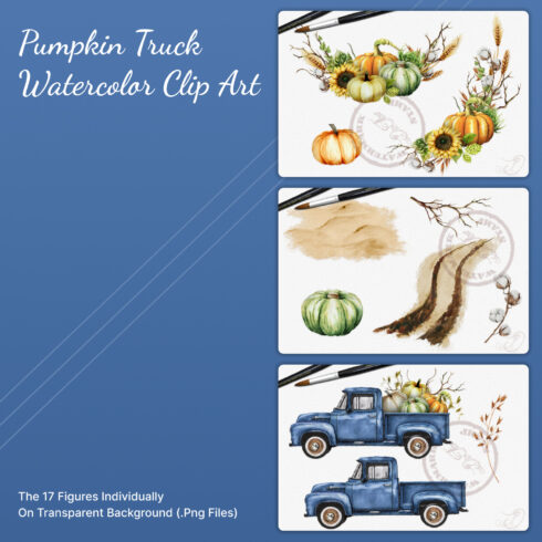 Pumpkin truck watercolor preview.