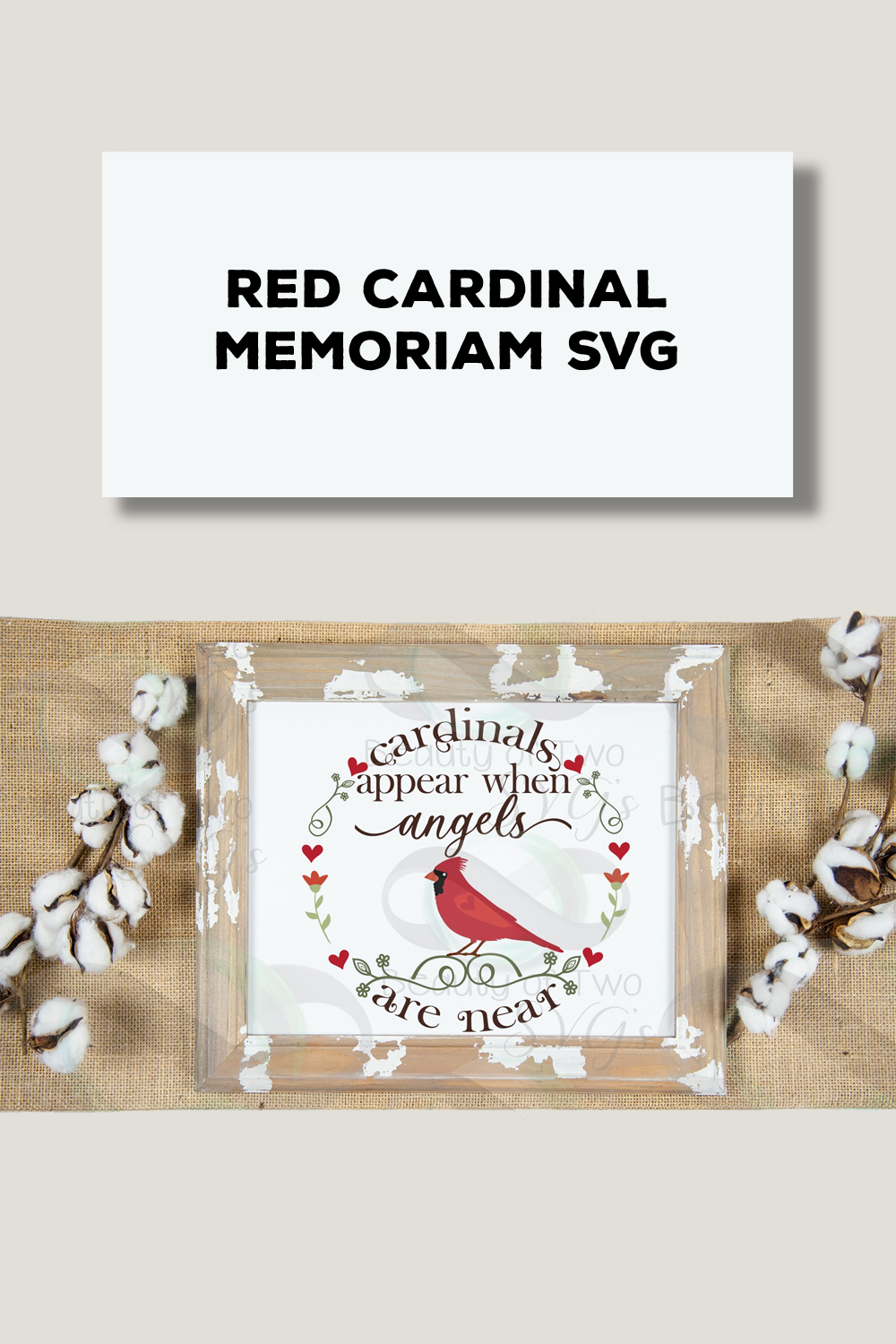 Red cardinal memorial svg with cotton floss.