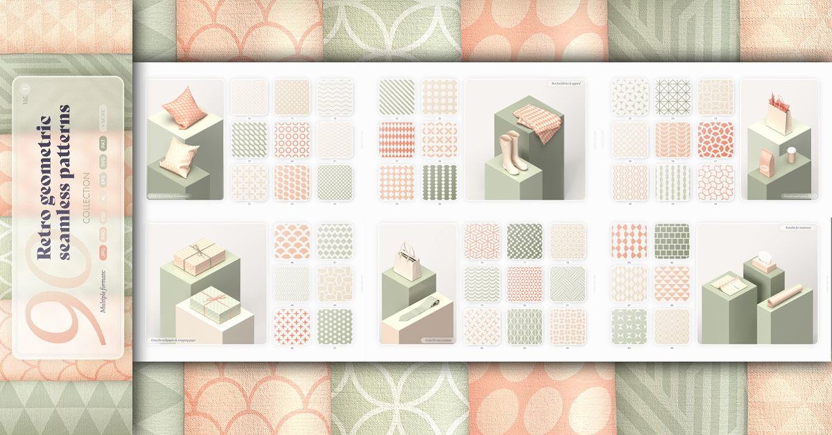 Retro Geometric Seamless Patterns – MasterBundles