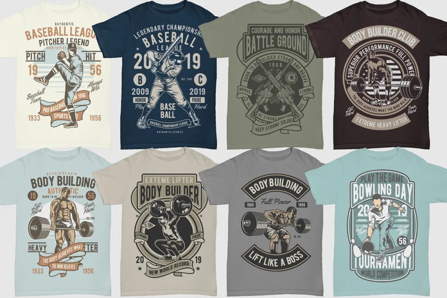 retro tshirt designs bundle 3, accomplished designs.