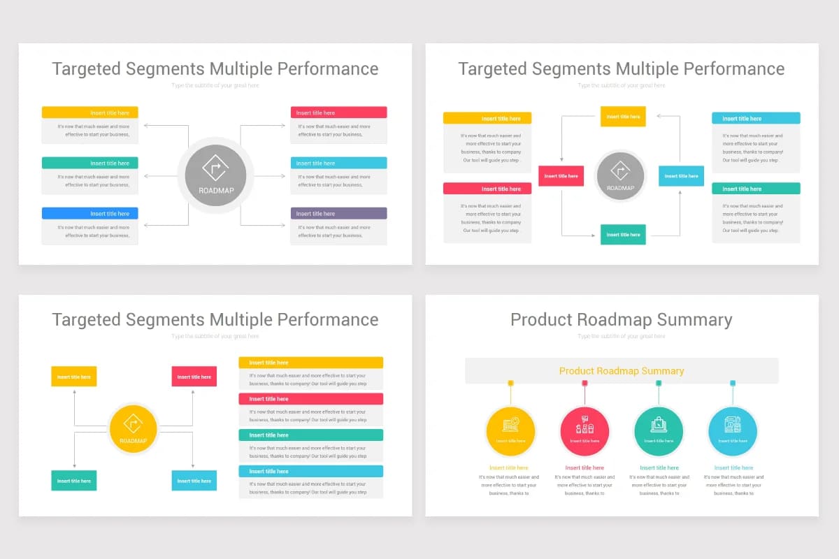 roadmap diagrams powerpoint, targeted segments multiple performance.