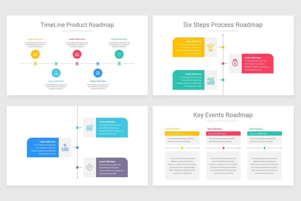 roadmap diagrams powerpoint, timeline product, key event product.