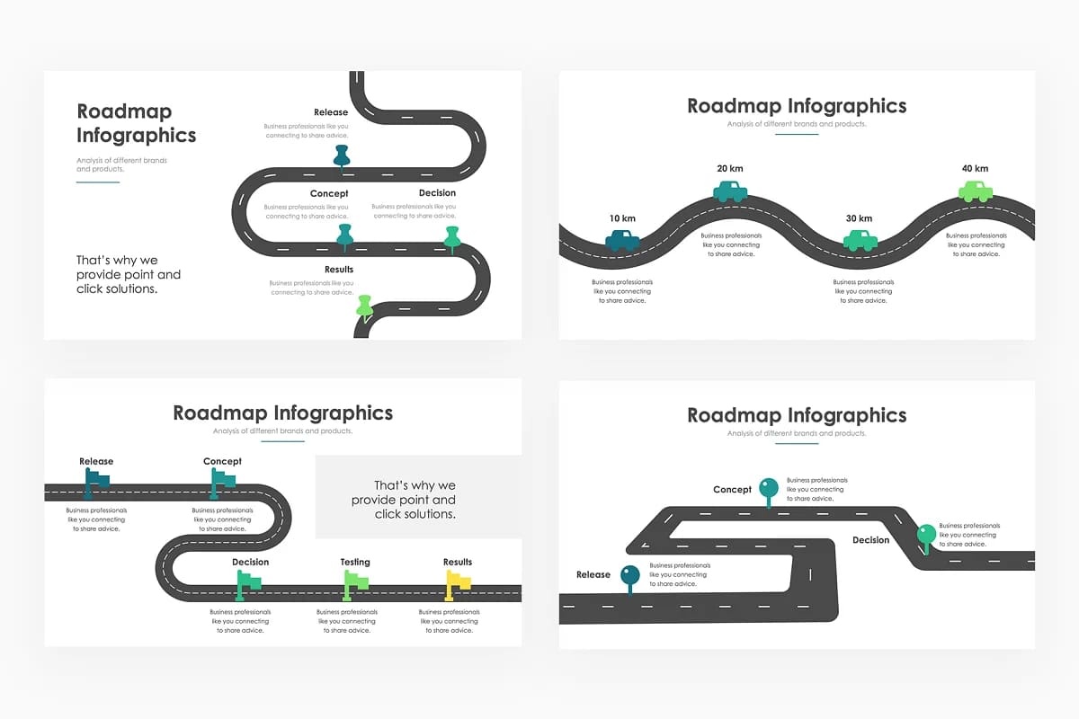 roadmap infographics powerpoint slides.