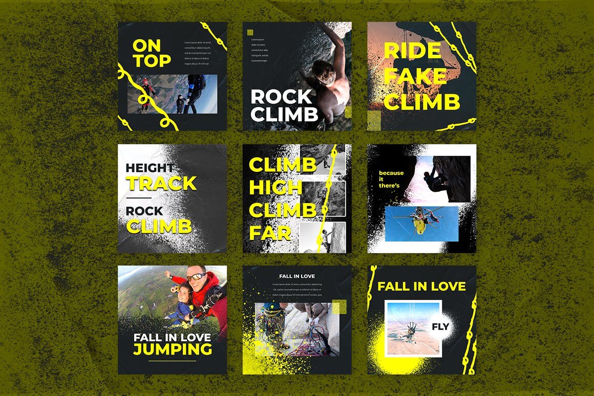 9 slides of height track and rock climb.