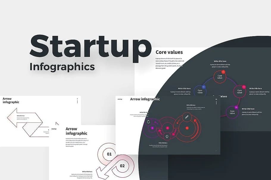 sale 46 in 1 presentation bundle, startup infographics.